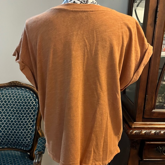 Loft lightweight v-neck sweater in burnt orange. - Picture 3 of 6